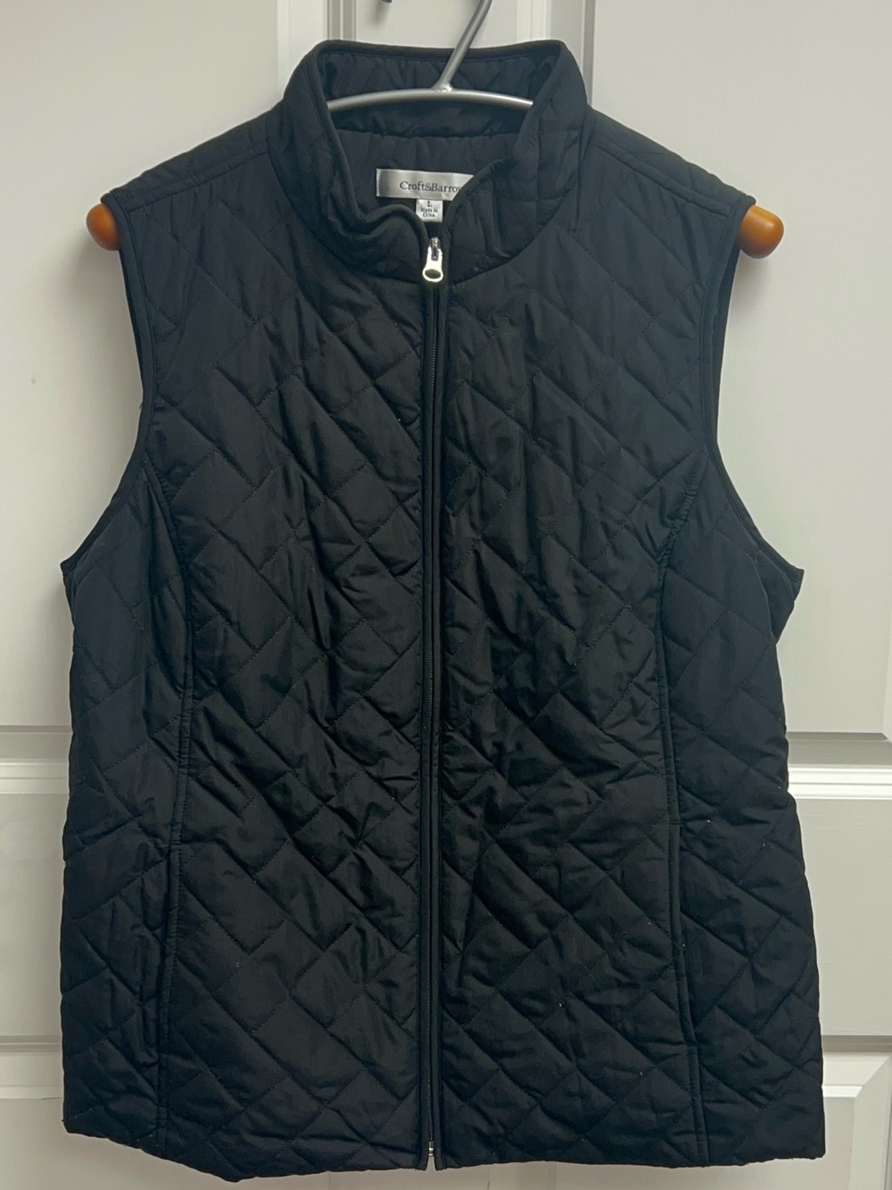 Croft & Barrow Black Quilted Zip-Front Vest Size L